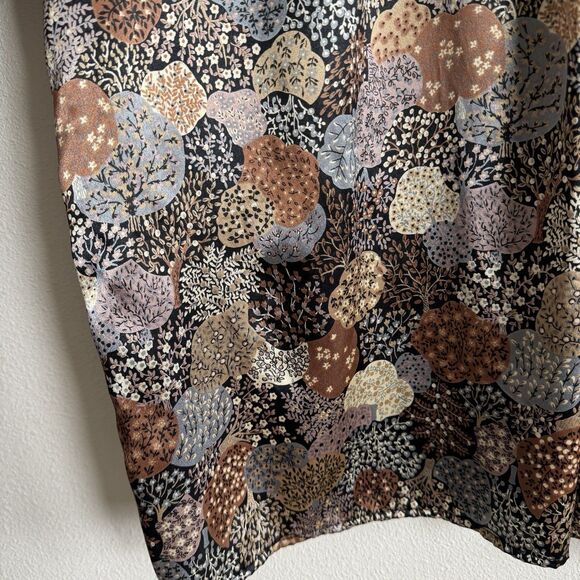 Vtg Unbranded Silky Floral Top Womens 12 Earthy Tones Floral Fairy Grunge Whimsy - Picture 7 of 14